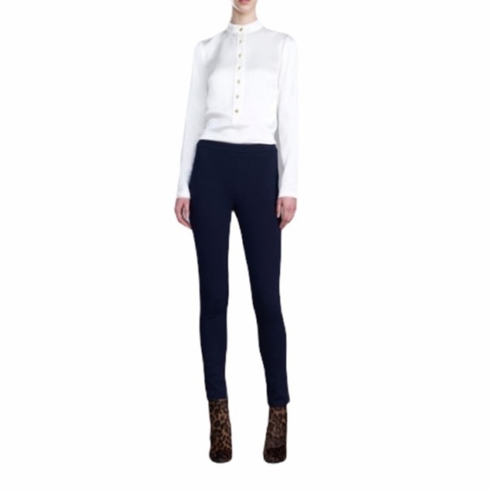 St.John Caviar Alexa Milano Ankle Pants Navy Sleek Size 8